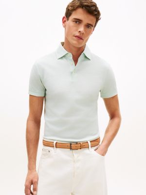 polo smart casual slim fit con bandierina green da uomini tommy hilfiger
