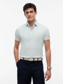 New York Label Slim Fit Wide-Spread Polo Shirt — Green 1
