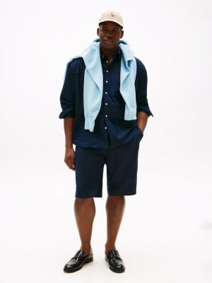 blue plus brooklyn linen blend chino shorts for men tommy hilfiger