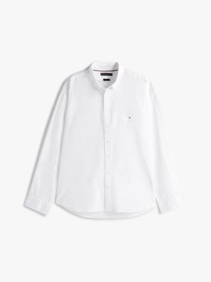 white plus th flex regular fit overhemd met stretch voor heren - tommy hilfiger