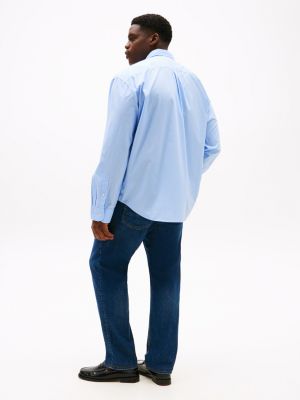 blau plus regular fit hemd mit mikro-print für herren - tommy hilfiger