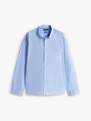 camicia plus regular fit con micromotivo blu da uomini tommy hilfiger