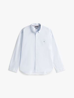 camicia plus regular fit con micromotivo white da uomini tommy hilfiger