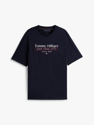 blue t-shirt z logo z kolekcji plus dla mężczyźni - tommy hilfiger