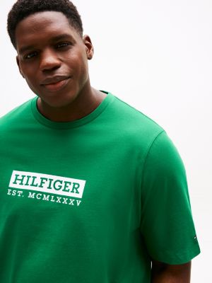 t-shirt plus con logo verde da uomini tommy hilfiger