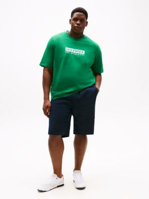 t-shirt plus con logo verde da uomini tommy hilfiger