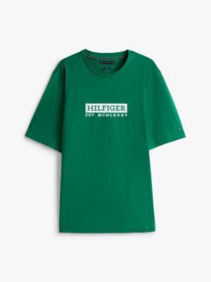t-shirt plus con logo verde da uomini tommy hilfiger