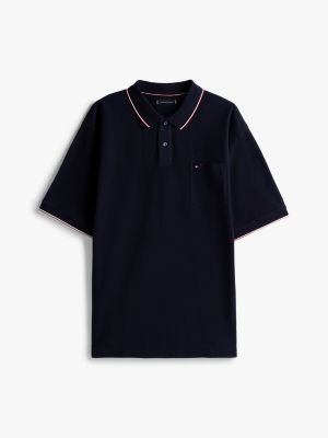 polo plus relaxed fit con tasca sul petto blue da uomini tommy hilfiger