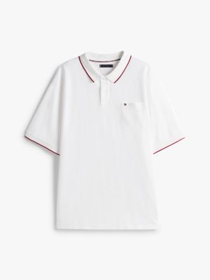 wit plus relaxed polo met borstzak voor heren - tommy hilfiger