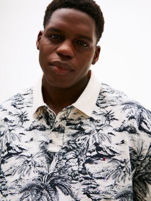 multi plus print polo shirt with linen for men tommy hilfiger