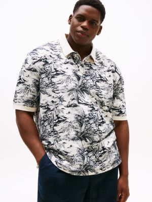 multi plus print polo shirt with linen for men tommy hilfiger