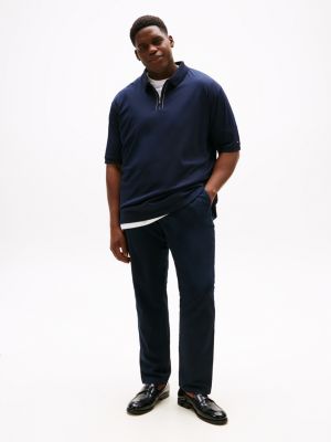 blue plus zip placket polo shirt for men tommy hilfiger