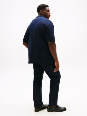 blue plus zip placket polo shirt for men tommy hilfiger