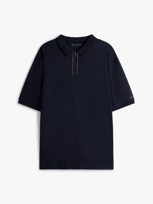 blue plus zip placket polo shirt for men tommy hilfiger