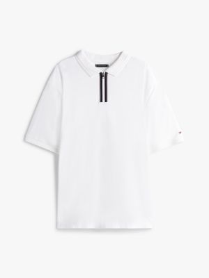 white plus zip placket polo shirt for men tommy hilfiger