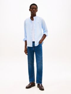 TH Flex Regular Fit Grandad Collar Shirt — Blue 3