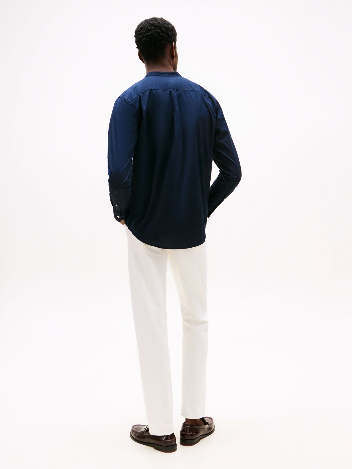 TH Flex Regular Fit Grandad Collar Shirt — Blue