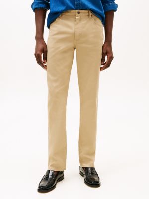 beige denton tapered leg chinos for men tommy hilfiger