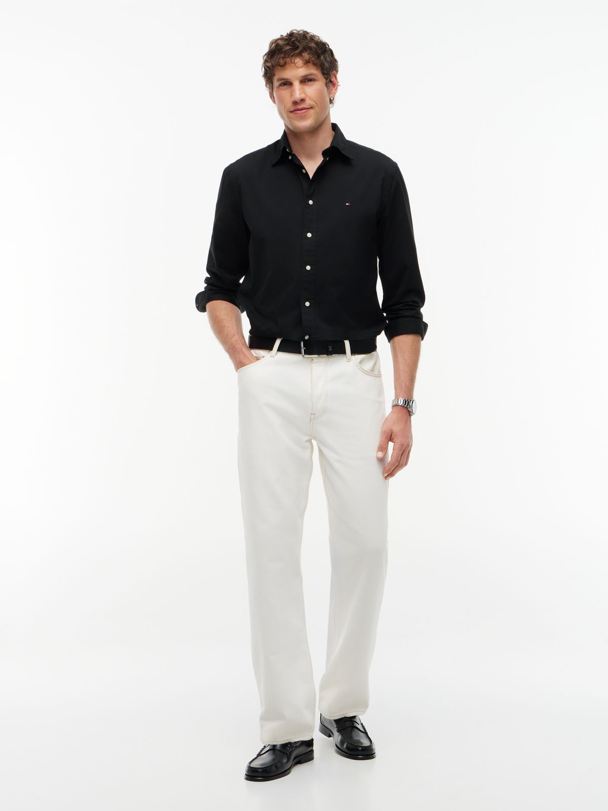 TH Flex Regular Fit Poplin Shirt — Black