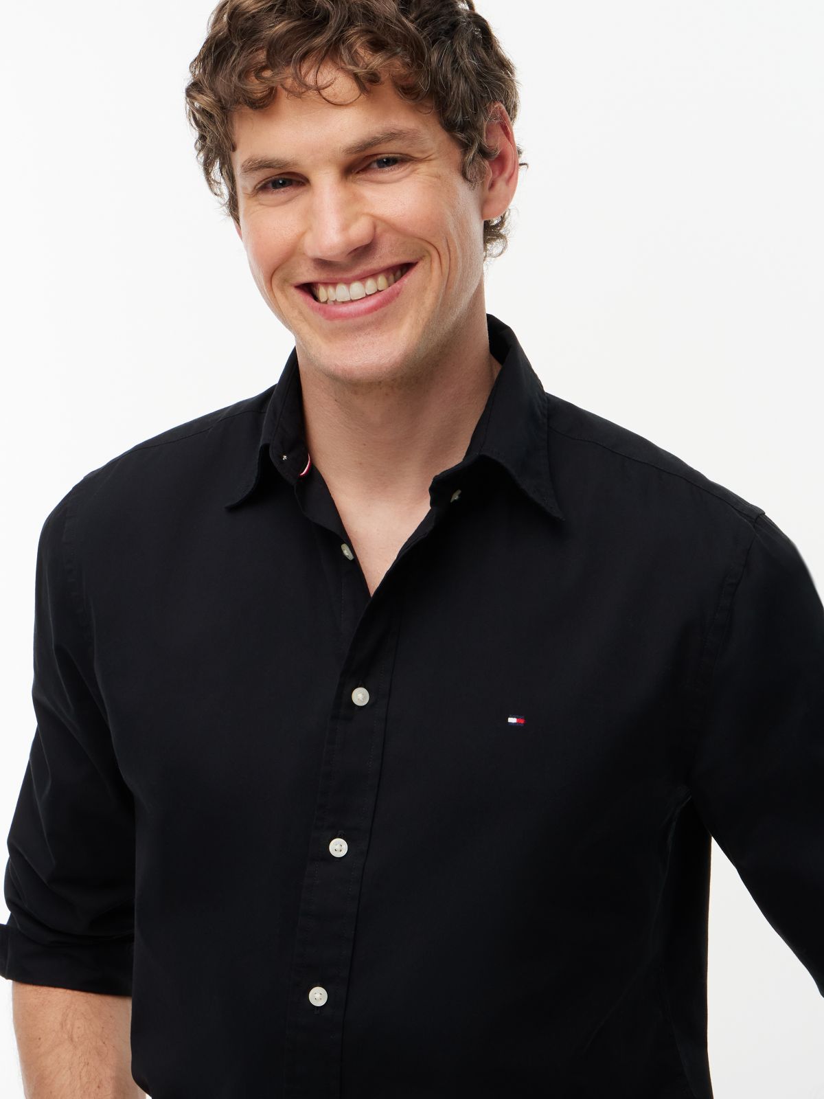 TH Flex Regular Fit Poplin Shirt — Black