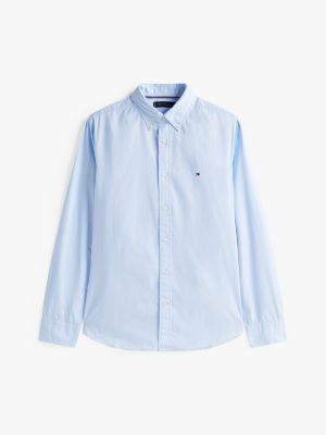 blue th flex regular fit poplin shirt for men tommy hilfiger