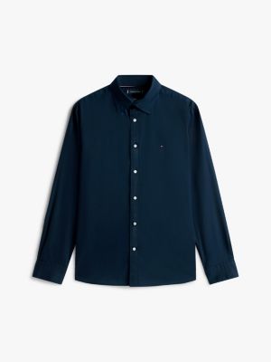 blue th flex regular fit poplin shirt for men tommy hilfiger