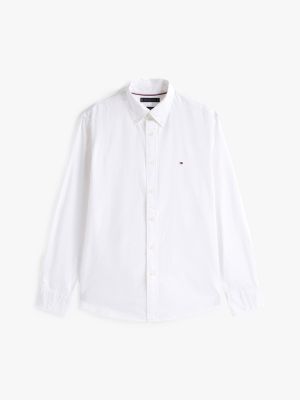 white th flex regular fit poplin shirt for men tommy hilfiger