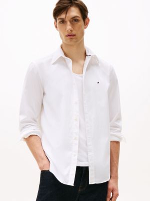 white th flex regular fit poplin shirt for men tommy hilfiger