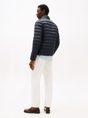 blue packable quilted jacket for men tommy hilfiger