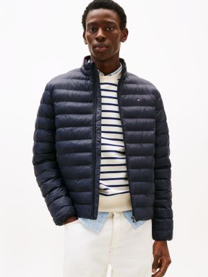 blue packable quilted jacket for men tommy hilfiger