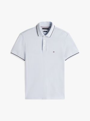 blau slim fit poloshirt mit kontrast-details für herren - tommy hilfiger