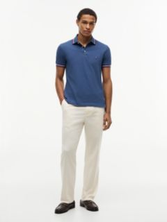 Slim Fit Pique Tipped Polo Shirt — Blue 2