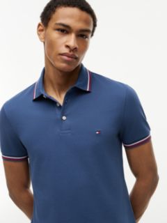 Slim Fit Pique Tipped Polo Shirt — Blue 3