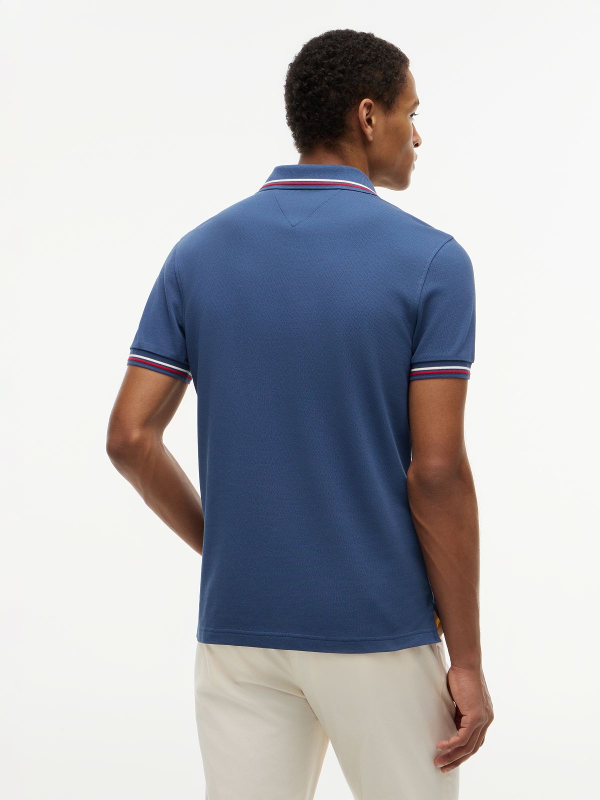 Slim Fit Pique Tipped Polo Shirt — Blue