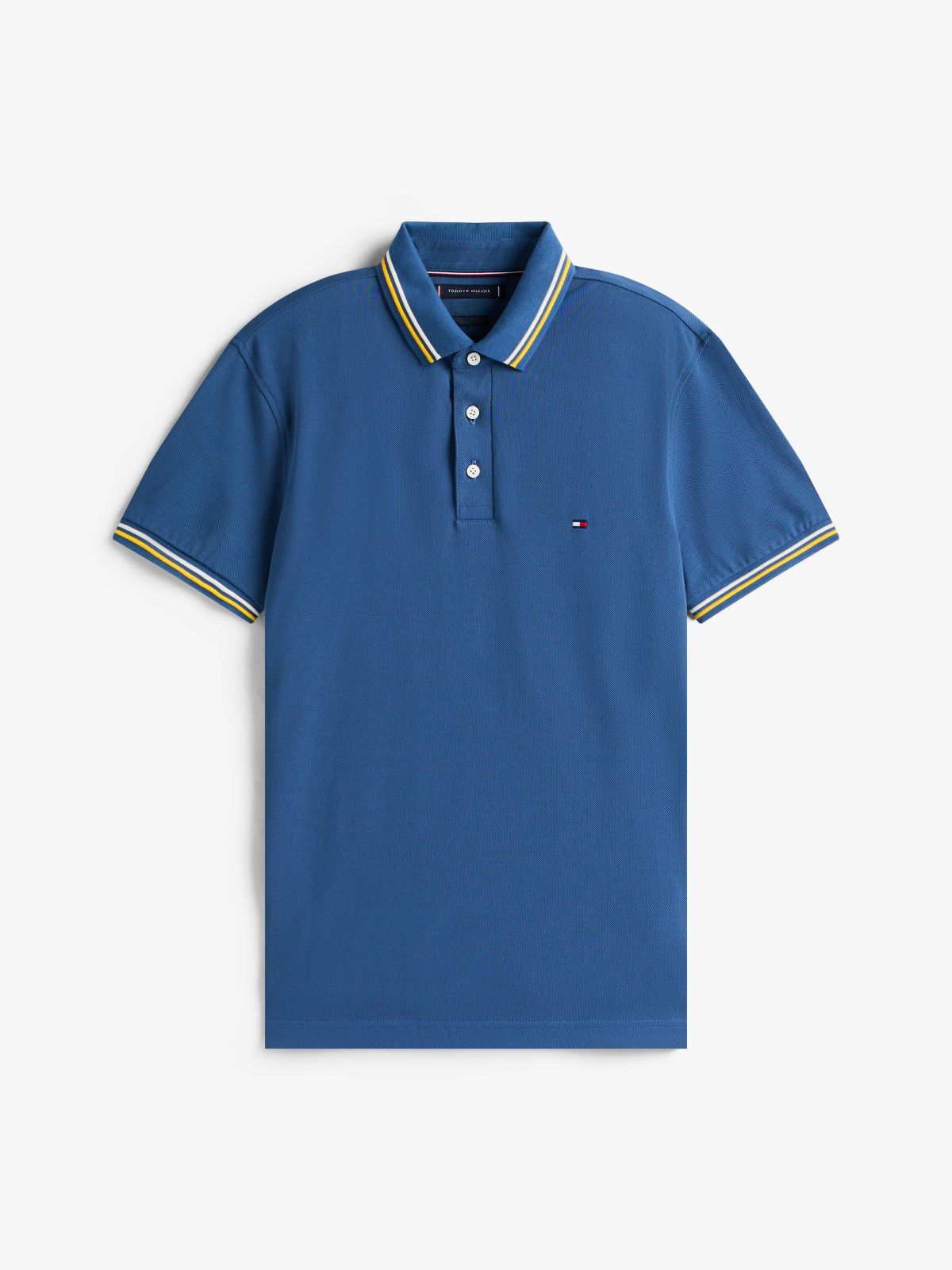Slim Fit Pique Tipped Polo Shirt — Blue