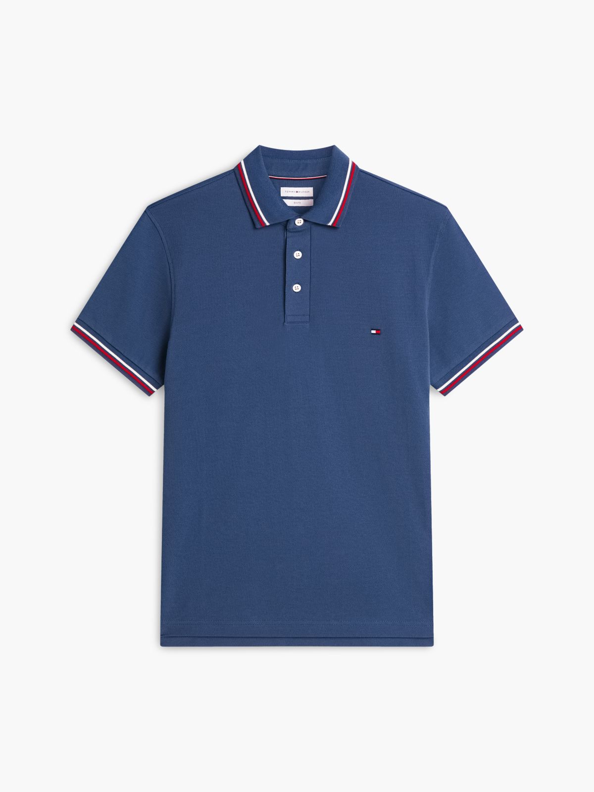 Slim Fit Pique Tipped Polo Shirt — Blue