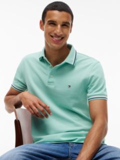 Slim Fit Pique Tipped Polo Shirt — Green 3