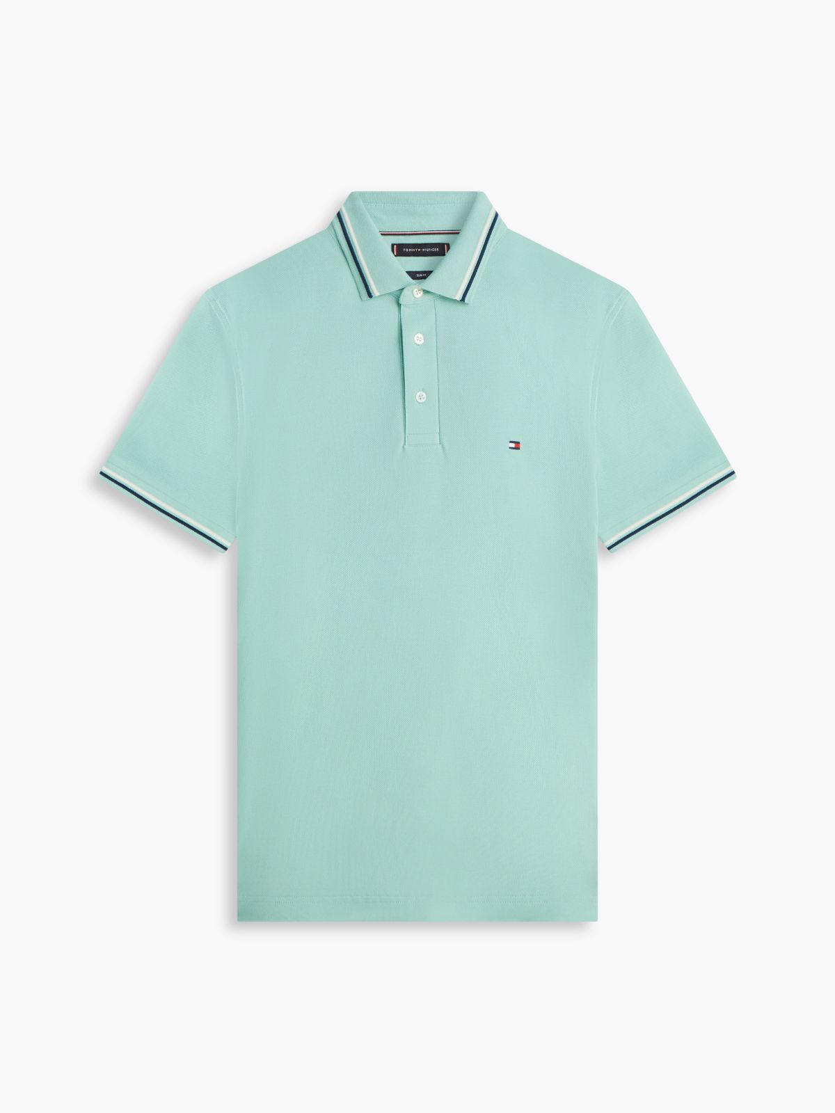 Slim Fit Pique Tipped Polo Shirt — Green