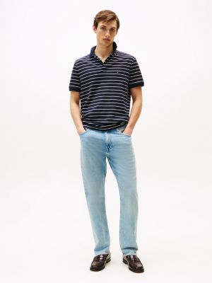polo regular fit in cotone liquido blu da uomini tommy hilfiger