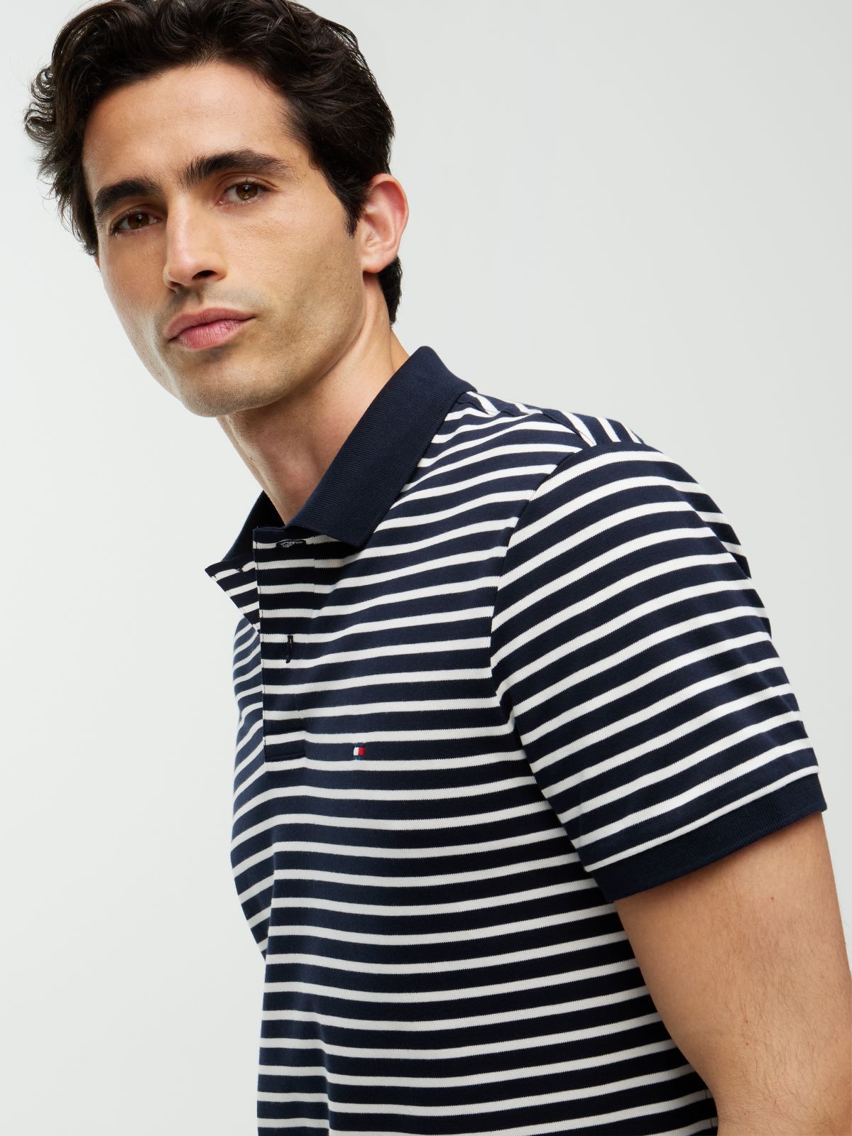 Fluid Cotton Interlock Knit Polo Shirt — Blue