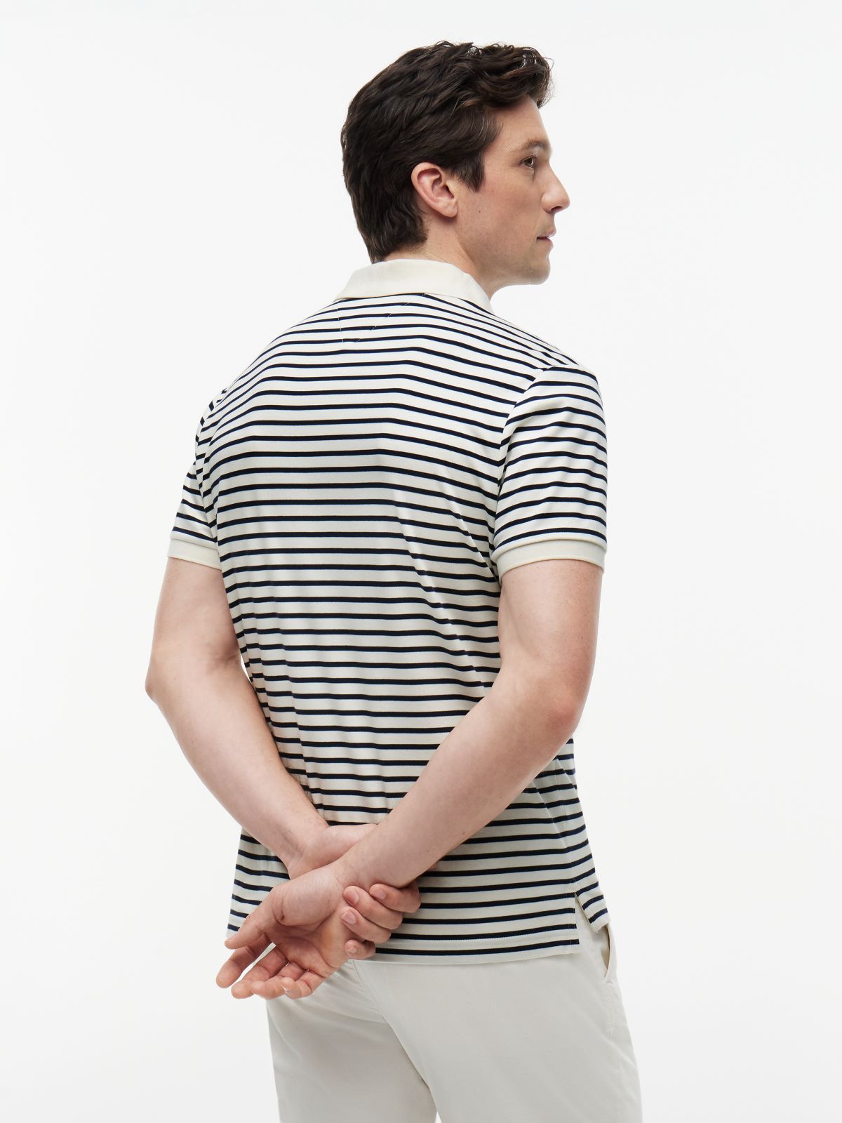 Fluid Cotton Interlock Knit Polo Shirt — White