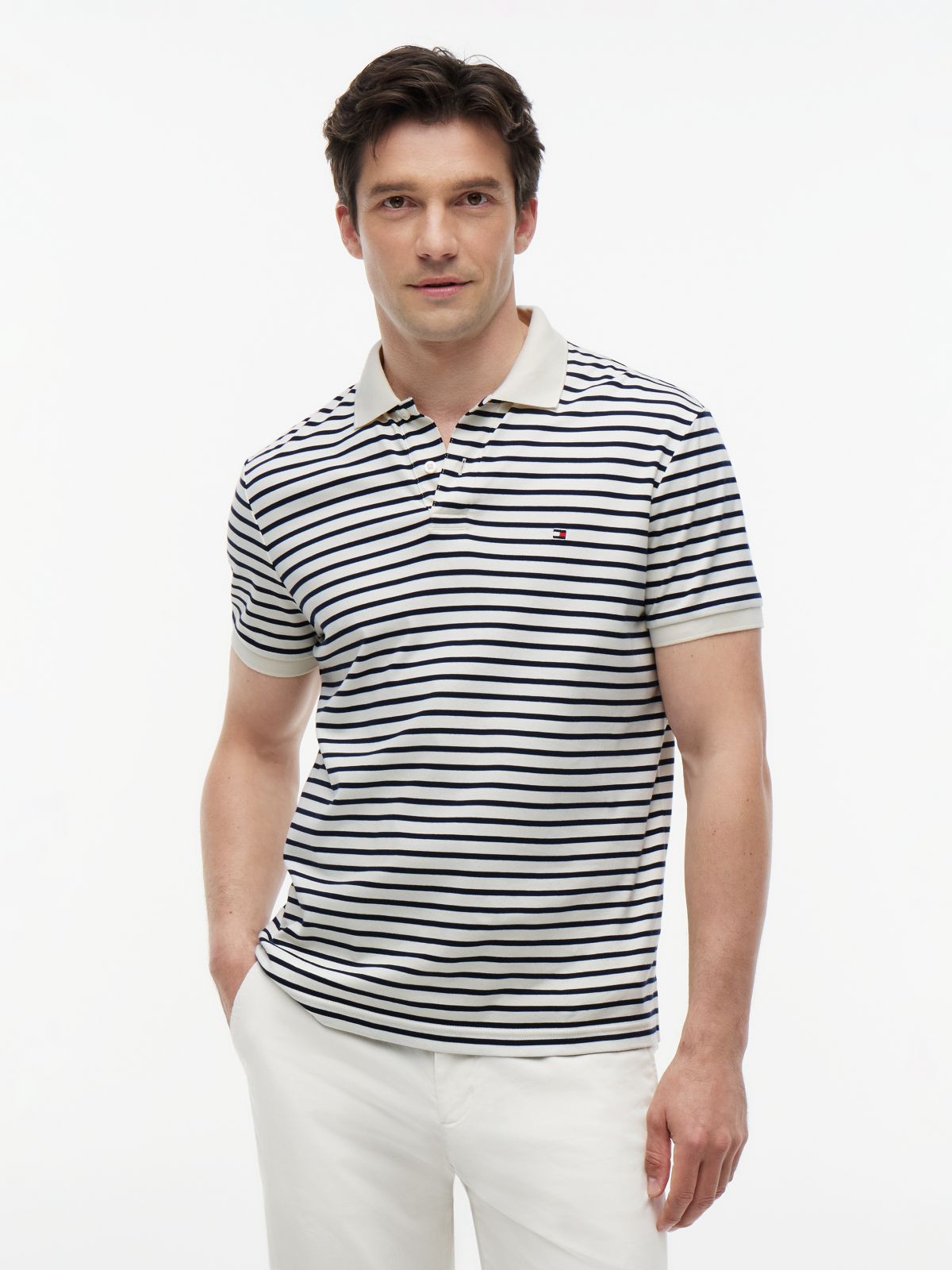 Fluid Cotton Interlock Knit Polo Shirt — White