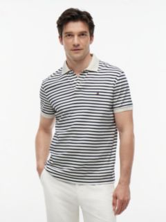 Fluid Cotton Interlock Knit Polo Shirt — White 1