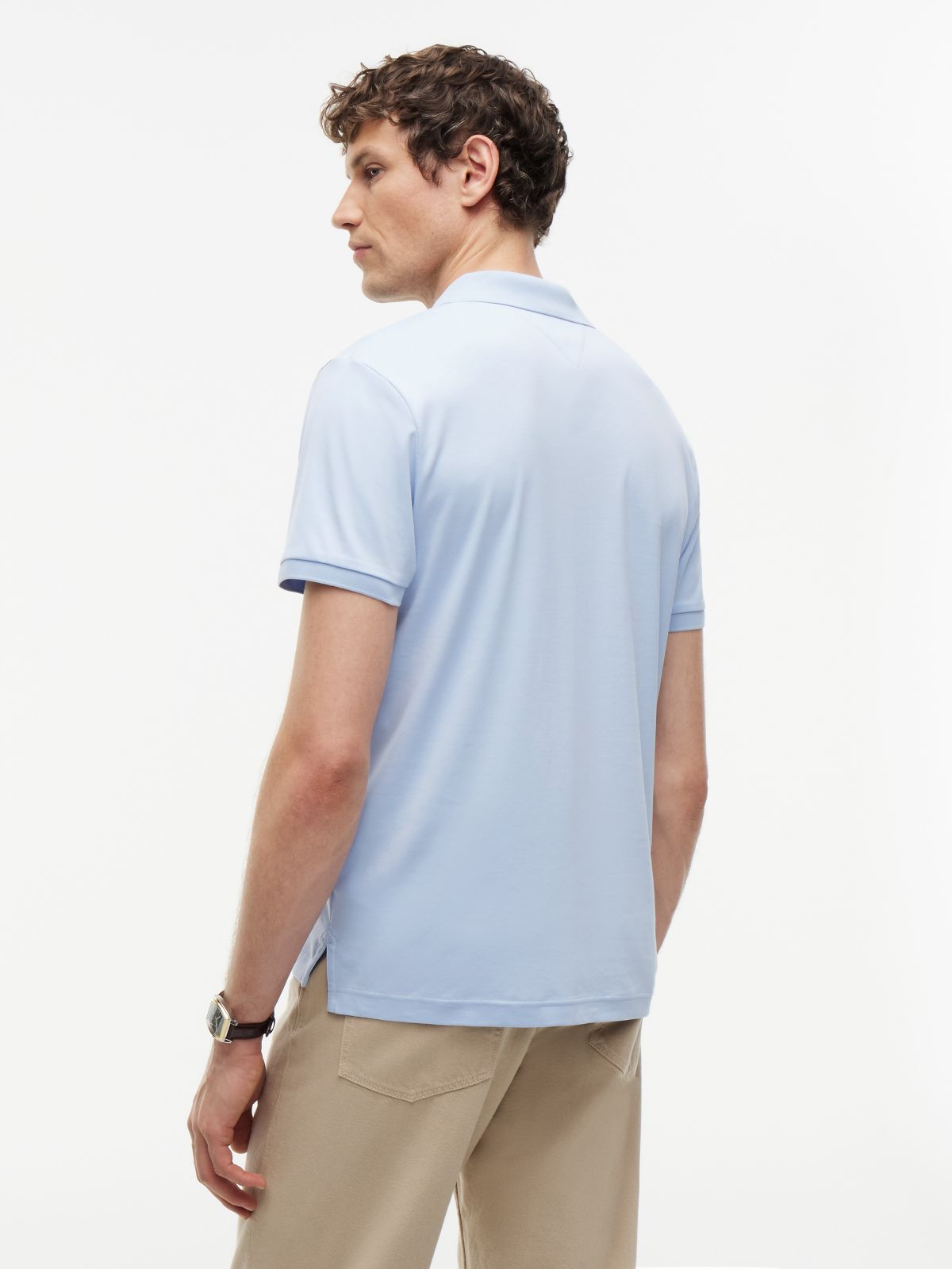 Fluid Cotton Interlock Knit Polo Shirt — Blue