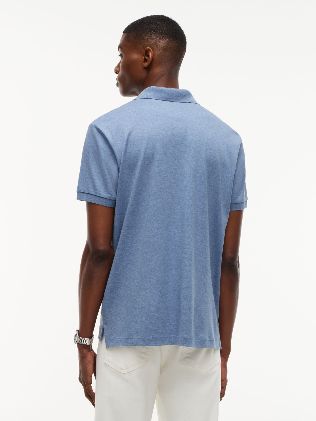 Fluid Cotton Interlock Knit Polo Shirt — Blue