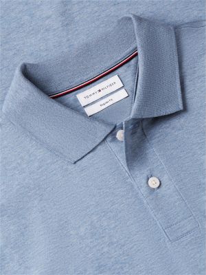 blue flag embroidery fluid cotton polo shirt for men tommy hilfiger