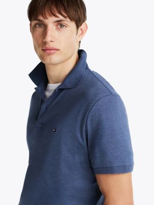 blue liquid cotton regular fit polo shirt for men tommy hilfiger