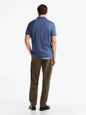blue liquid cotton regular fit polo shirt for men tommy hilfiger