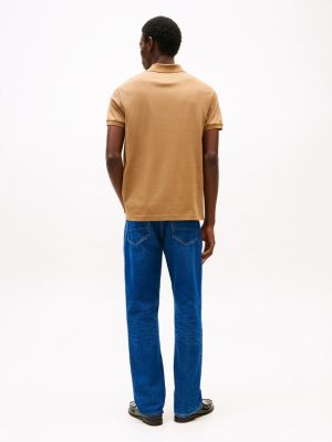 brown liquid cotton regular fit polo shirt for men tommy hilfiger
