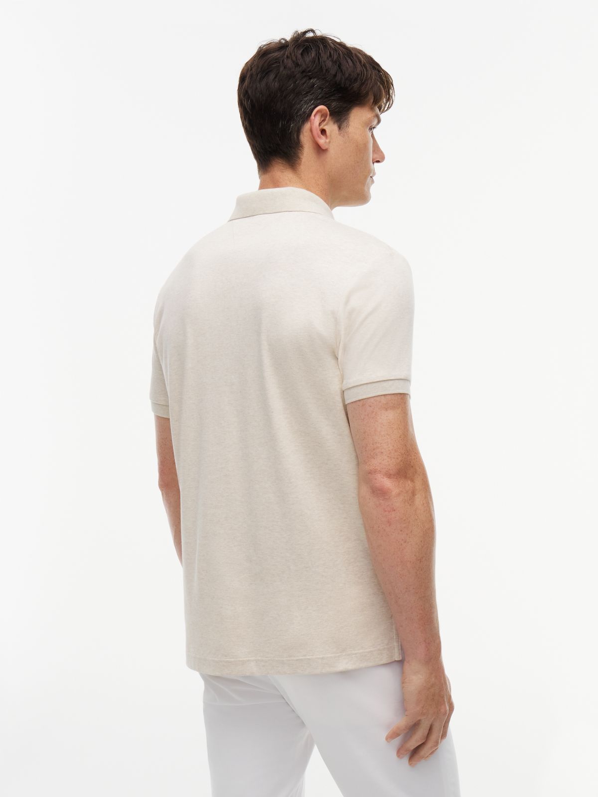 Fluid Cotton Interlock Knit Polo Shirt — Beige